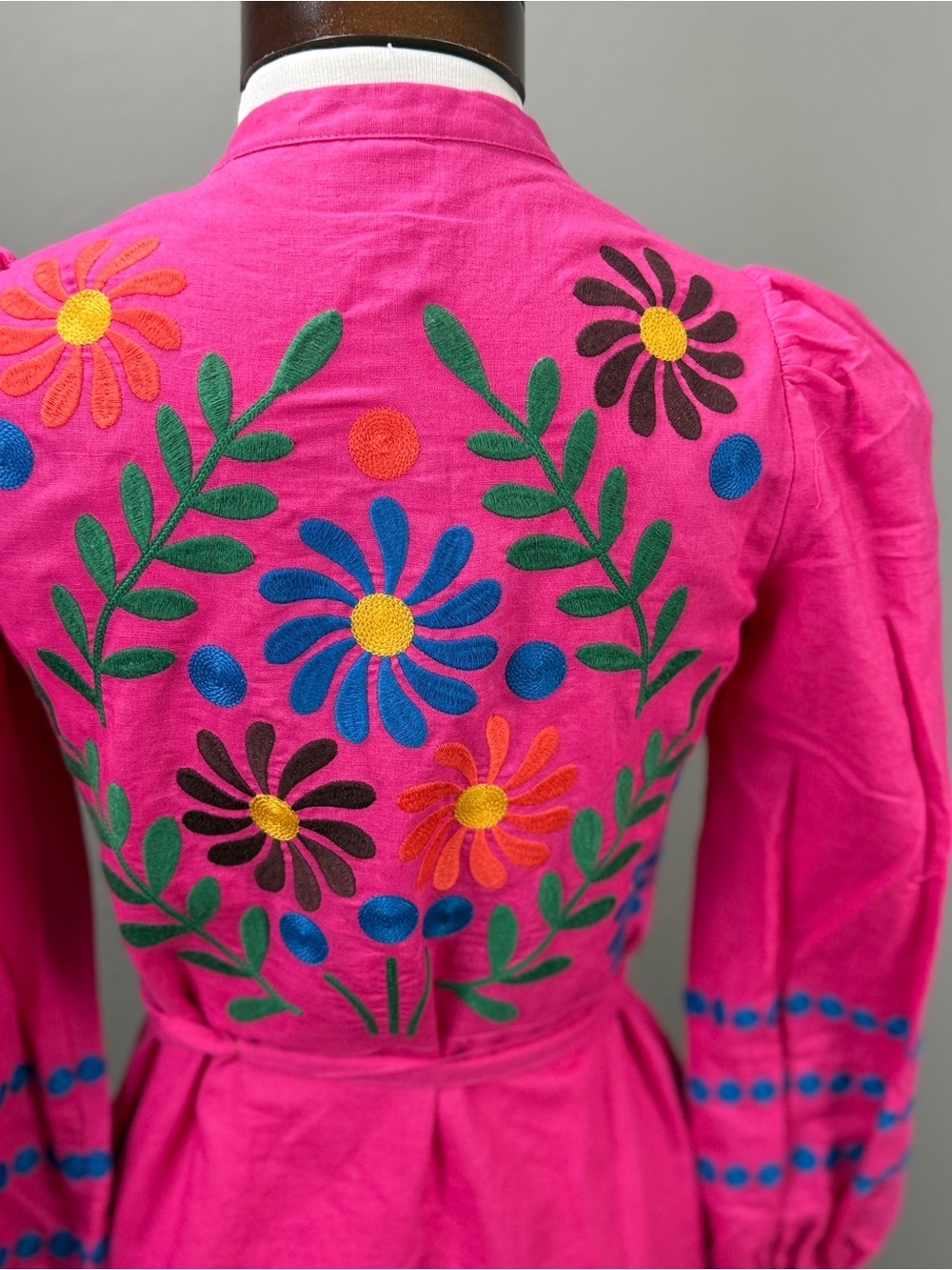 Boden NWT Pink Ava Linen Blend Floral Embroidered Dress Sz 2 Wedding Guest - Picture 11 of 14